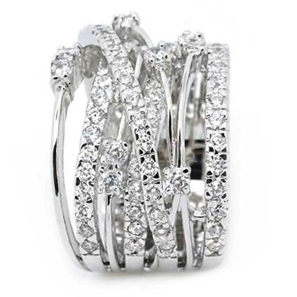 🎀 Multi Layer Exquisite Shiny Zircon Stackable Rings for Women, EVGG1310 - Picture 3 of 7